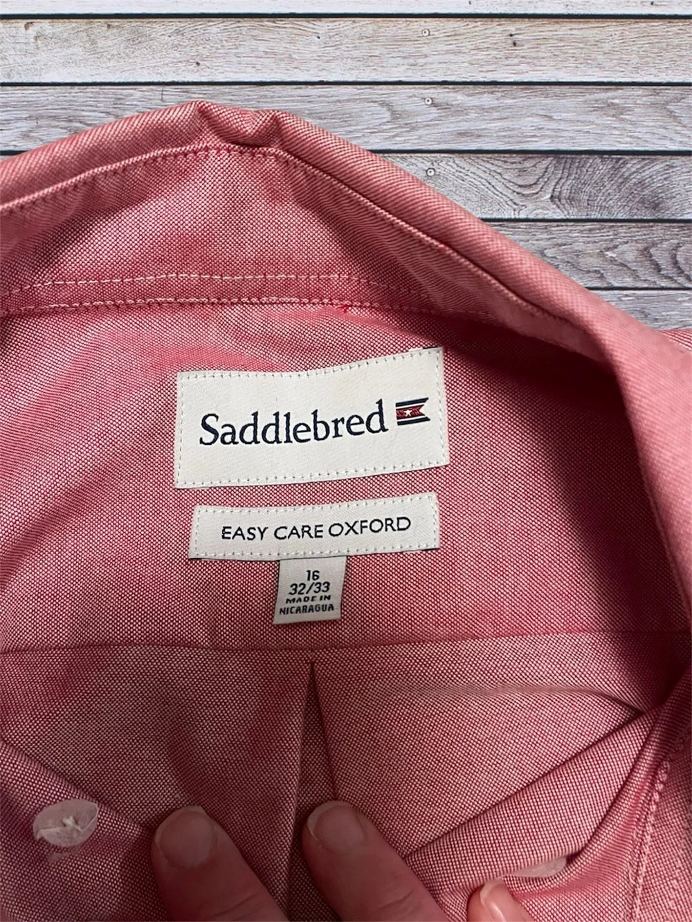 Saddlebred Men's Long-Sleeve Easy Care Oxford Shirt in Dusty Red 16 32/33